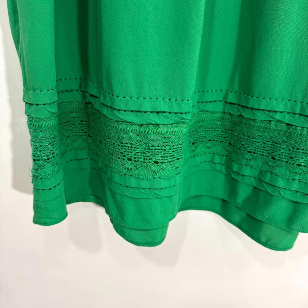 Max Studio Women’s Size XS Green Lightweight Pleated Crochet Detail Mini Dress - Picture 12 of 12
